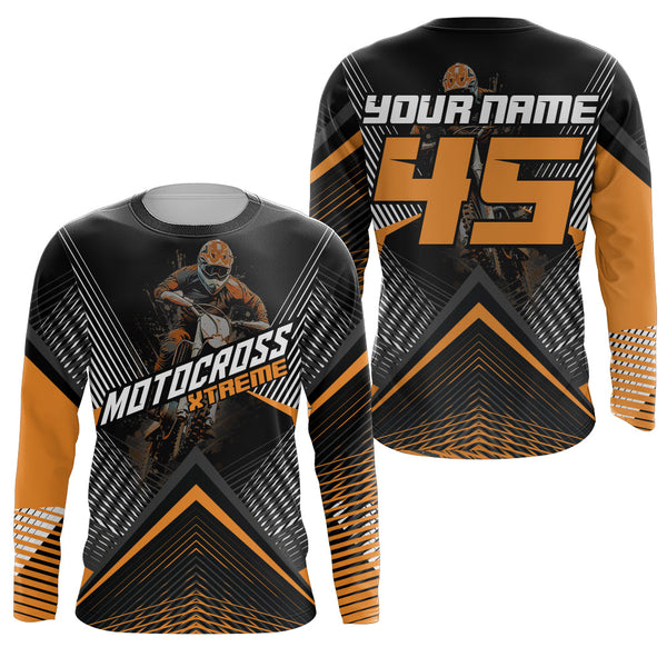 Maxcorners Custom Motocross Riding Jersey Men Women Kid Upf30+ Orange MX Dirt Bike Shirt Off-Road Jersey MT2709