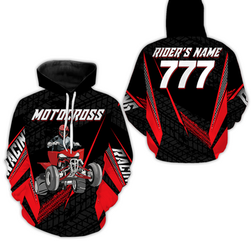 Maxcorners Personalized Quad Bike Hoodie Men Women Red ATV Motocross Hooded Jersey For Adult Off-Road MT2709