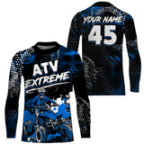 Maxcorners Blue ATV Motocross Jersey Kid Men Women UPF30+ Custom Quad Bike Shirt Off-Road PDT843 MT2809