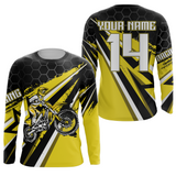 Maxcorners Custom Dirt Bike Jersey Yellow Upf30+ Kid Motocross Shirt Boys Girls MX Jersey Men Women Motorcycle MT2809