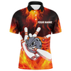 Maxcorners Funny Flame Bowling Customized Name And Team Name 3D Shirt