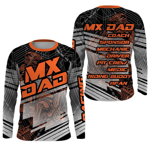 Maxcorners MX Dad Jersey UPF30+ Custom Dirt Bike Shirt Orange Motocross Racing Long Sleeves LM2809