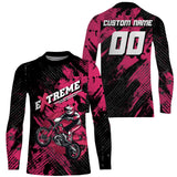 Maxcorners Custom Dirt Bike Jersey Kid Men Women Upf30+ Pink Motocross Racing Shirt Motorcycle MT2709