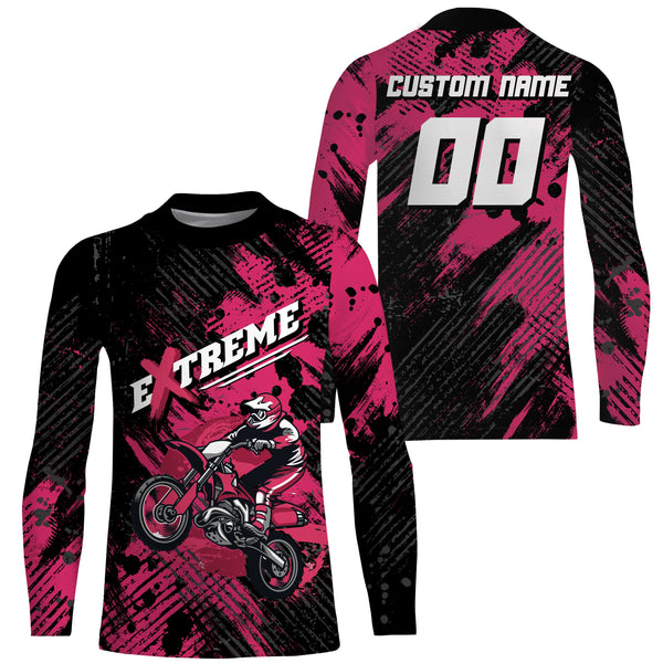 Maxcorners Custom Dirt Bike Jersey Kid Men Women Upf30+ Pink Motocross Racing Shirt Motorcycle MT2709