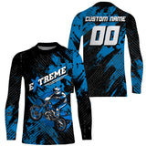 Maxcorners Custom Dirt Bike Jersey Kid Men Women Upf30+ Blue Motocross Racing Shirt Motorcycle MT2709