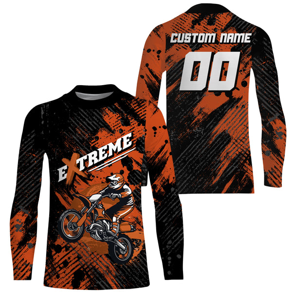 Maxcorners Custom Dirt Bike Jersey Kid Men Women Upf30+ Orange Motocross Racing Shirt Motorcycle MT2709