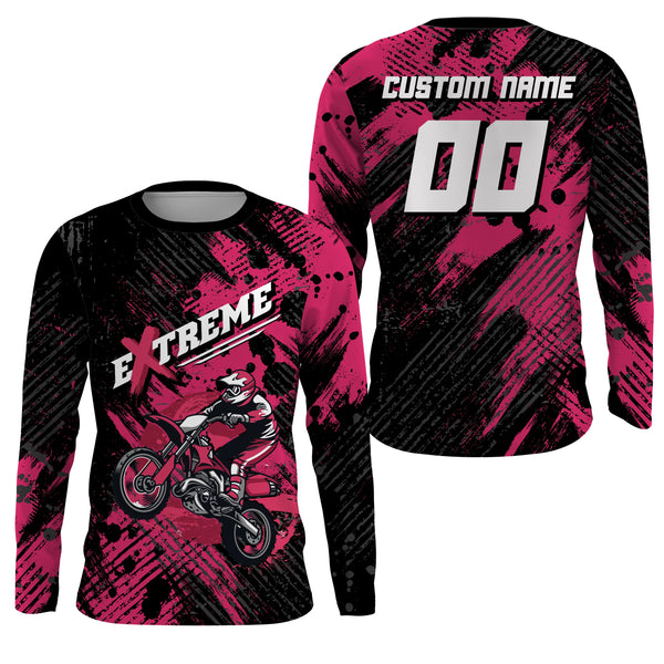 Maxcorners Custom Dirt Bike Jersey Kid Men Women Upf30+ Pink Motocross Racing Shirt Motorcycle MT2709
