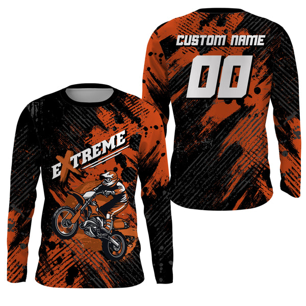 Maxcorners Custom Dirt Bike Jersey Kid Men Women Upf30+ Orange Motocross Racing Shirt Motorcycle MT2709