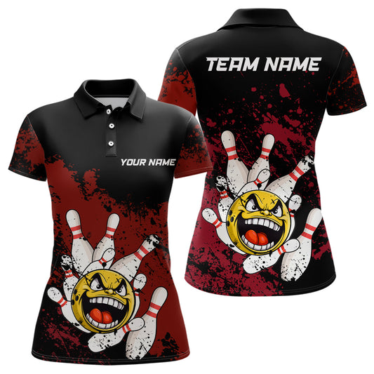 Maxcorners Custom Bowling Shirt Men Funny Bowling Jersey Team League Bowling Polo Shirt | Red