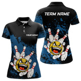 Maxcorners Custom Bowling Shirt For Women Funny Bowling Jersey Team League Bowling Polo Shirt | Blue