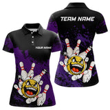 Maxcorners Custom Bowling Shirt For Women Funny Bowling Jersey Team League Bowling Polo Shirt | Purple