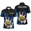 Maxcorners Custom Bowling Shirt Men Funny Bowling Jersey Team League Bowling Polo Shirt | Blue