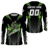 Maxcorners Personalized Green Motocross Jersey Kid&Adult Upf30+ Dirt Bike Shirt Off-Road Motorcycle Racing MT2709