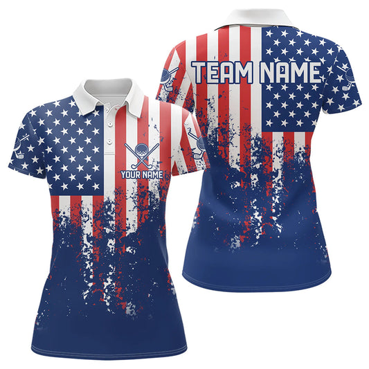 Maxcorners Custom Patriotic Golf Polo Shirts for Men Women Team Golf Shirts Personalized LM2007