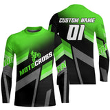 Maxcorners Motocross Racing Dirt Bike Jersey Green Upf30+ Motorcycle Shirt For Kid Men Women MT2709