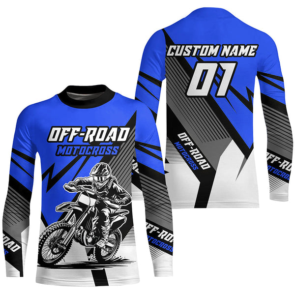 Maxcorners Blue Motocross Racing Off-road Jersey For Men Kid Dirt Bike Riding Shirt Women MT2709