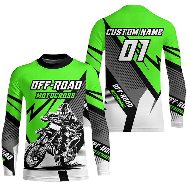 Maxcorners Green Motocross Racing Off-road Jersey For Men Kid Dirt Bike Riding Shirt Women MT2709