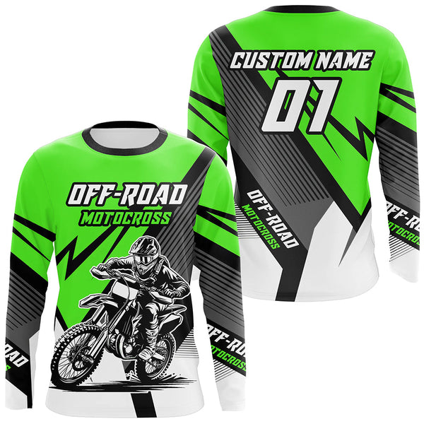 Maxcorners Green Motocross Racing Off-road Jersey For Men Kid Dirt Bike Riding Shirt Women MT2709