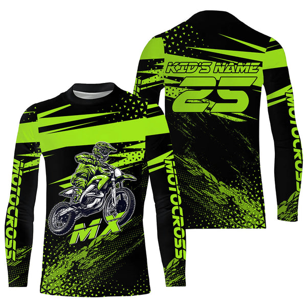 Maxcorners Green Motocross Racing Jersey Upf30+ Dirt Bike Shirt Motorcycle Off-Road MX Jersey MT2709