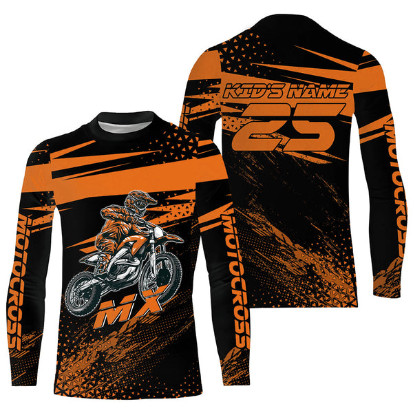 Maxcorners Orange Motocross Racing Jersey Upf30+ Dirt Bike Shirt Motorcycle Off-Road MX Jersey MT2709