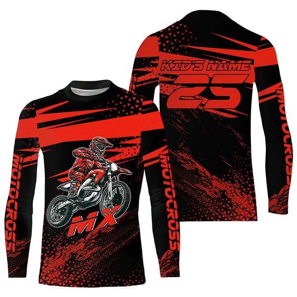 Maxcorners Red Motocross Racing Jersey Upf30+ Dirt Bike Shirt Motorcycle Off-Road MX Jersey MT2709