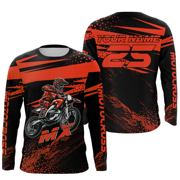Maxcorners Red Motocross Racing Jersey Upf30+ Dirt Bike Shirt Motorcycle Off-Road MX Jersey MT2709