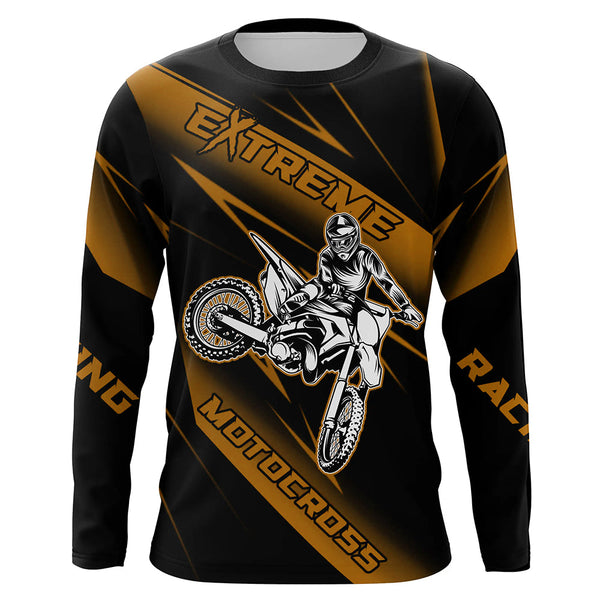 Maxcorners Motocross Racing Jersey Orange Upf30+ Dirt Bike Shirt Motorcycle Off-Road Jersey MT2709