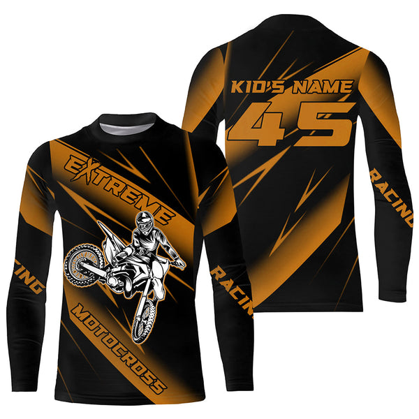 Maxcorners Motocross Racing Jersey Orange Upf30+ Dirt Bike Shirt Motorcycle Off-Road Jersey MT2709