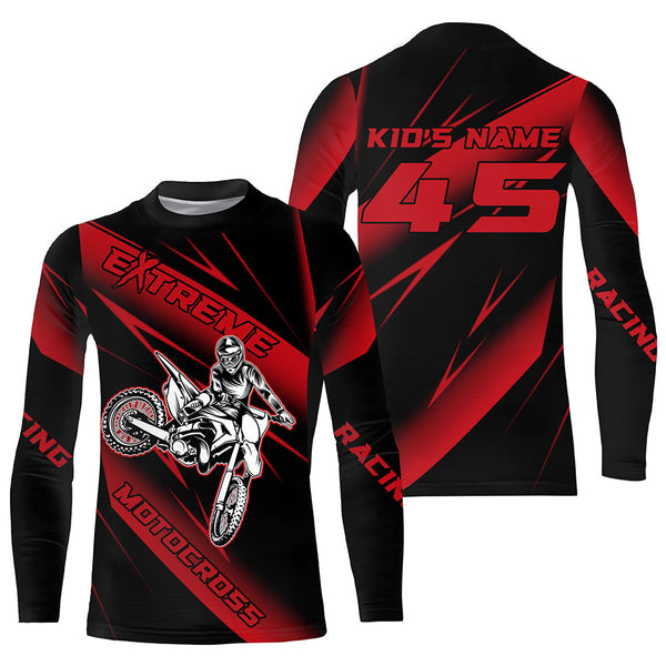 Maxcorners Motocross Racing Jersey Red Upf30+ Dirt Bike Shirt Motorcycle Off-Road Jersey MT2709