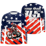 Maxcorners American Flag Racing Jersey UPF30+ Youth Motocross Shirt USA Custom Dirt Bike Shirt Boys Girls Men LM2809