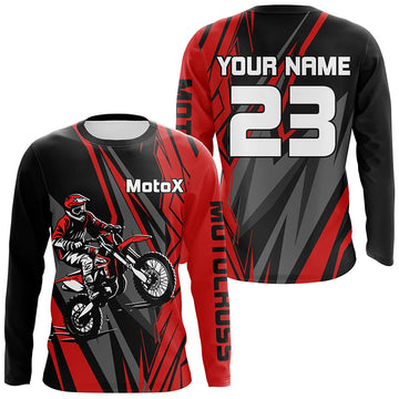 Maxcorners Motocross Jersey Red Dirt Bike Custom Motorcycle Racing Shirt For Kid Men Women MT2709