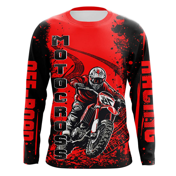 Maxcorners Red Motocross Jersey Custom Dirt Bike Shirt Upf30+ Kid Men Women Off-road Racing Shirt MT2709
