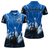 Maxcorners Blue Thunder Lightning & Lava Bowling Shirt for Men Women Team Bowling Jersey