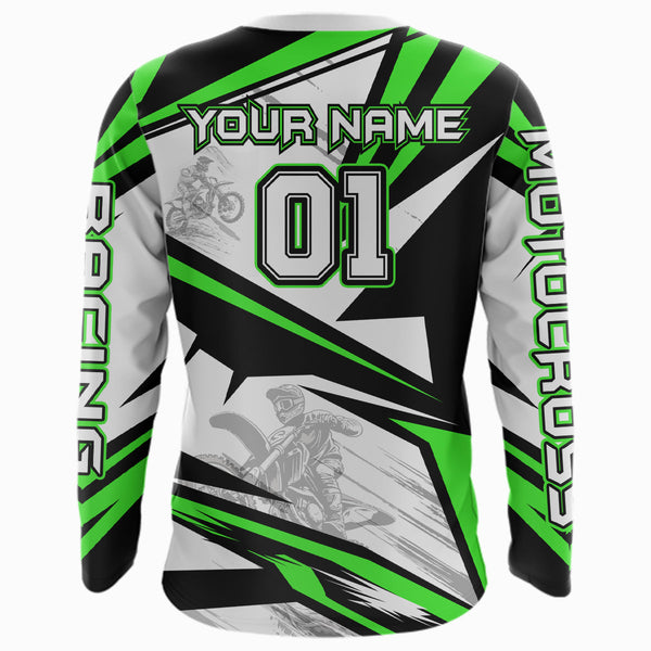 Maxcorners Green Dirt Bike Racing Jersey Upf30+ Motocross Shirt Men Kid Women Off-Road Jersey MT2709
