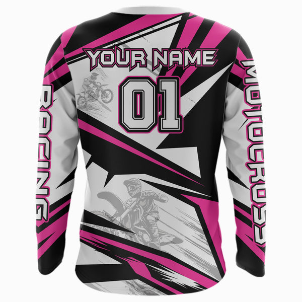 Maxcorners Pink Dirt Bike Racing Jersey Upf30+ Motocross Shirt Men Kid Women Off-Road Jersey MT2709