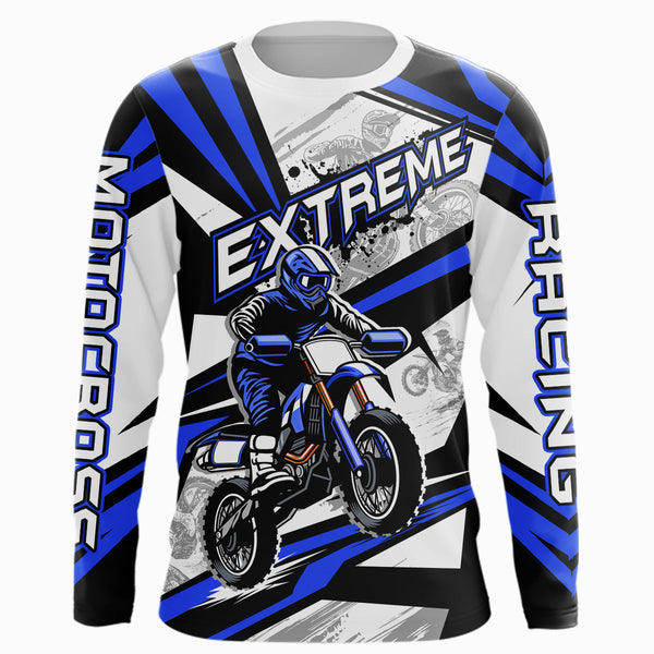 Maxcorners Blue Dirt Bike Racing Jersey Upf30+ Motocross Shirt Men Kid Women Off-Road Jersey MT2709