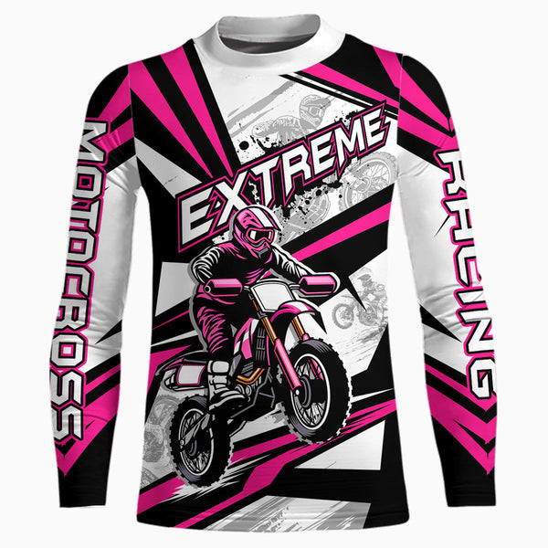 Maxcorners Pink Dirt Bike Racing Jersey Upf30+ Motocross Shirt Men Kid Women Off-Road Jersey MT2709