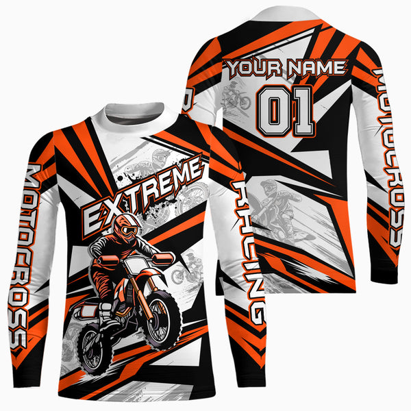 Maxcorners Orange Dirt Bike Racing Jersey Upf30+ Motocross Shirt Men Kid Women Off-Road Jersey MT2709