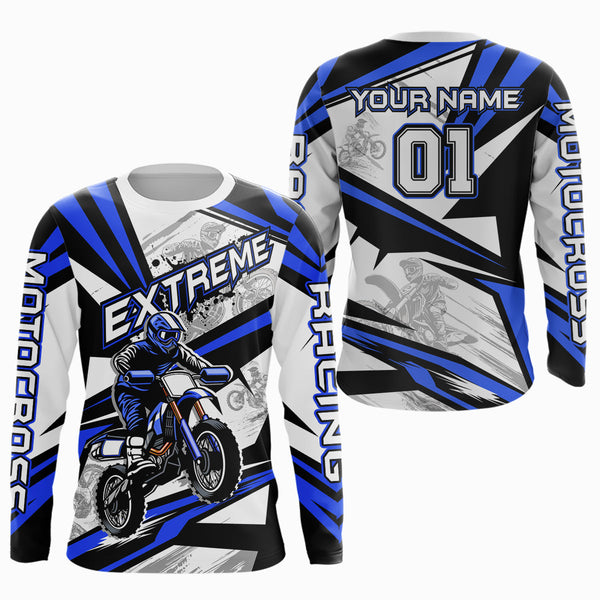Maxcorners Blue Dirt Bike Racing Jersey Upf30+ Motocross Shirt Men Kid Women Off-Road Jersey MT2709