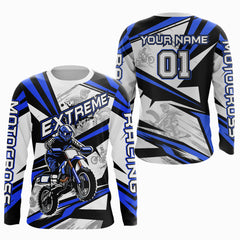 Maxcorners Blue Dirt Bike Racing Jersey Upf30+ Motocross Shirt Men Kid Women Off-Road Jersey MT2709