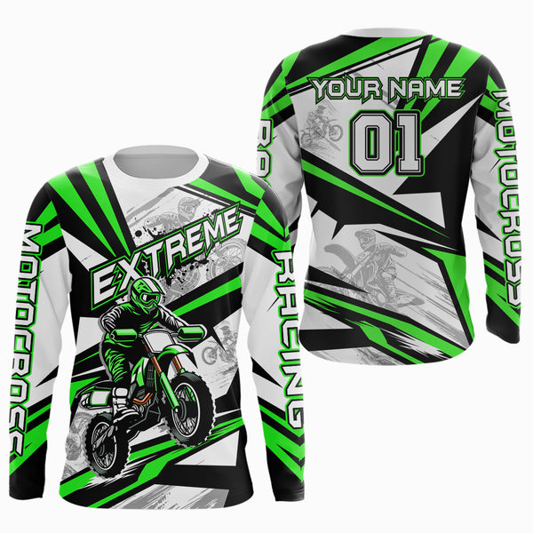 Maxcorners Green Dirt Bike Racing Jersey Upf30+ Motocross Shirt Men Kid Women Off-Road Jersey MT2709