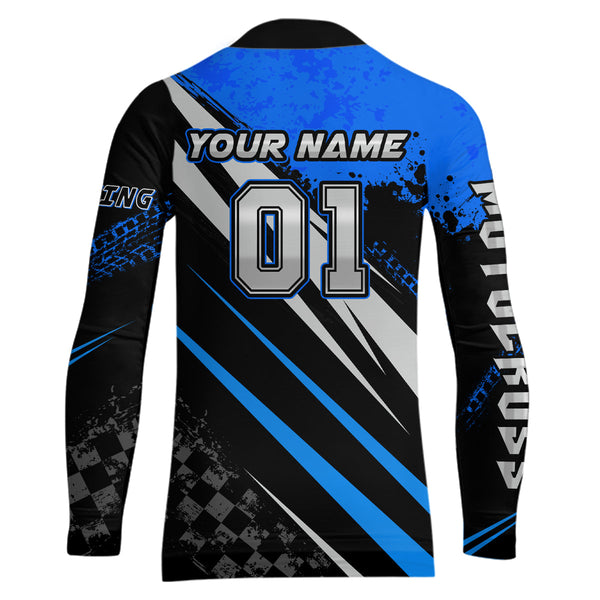 Maxcorners Dirt Bike MX Racing Jersey Blue Upf30+ Motocross Shirt Women Kid Off-Road Shirt MT2709