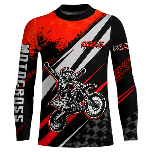 Maxcorners Dirt Bike MX Racing Jersey Red Upf30+ Motocross Shirt Women Kid Off-Road Shirt MT2709