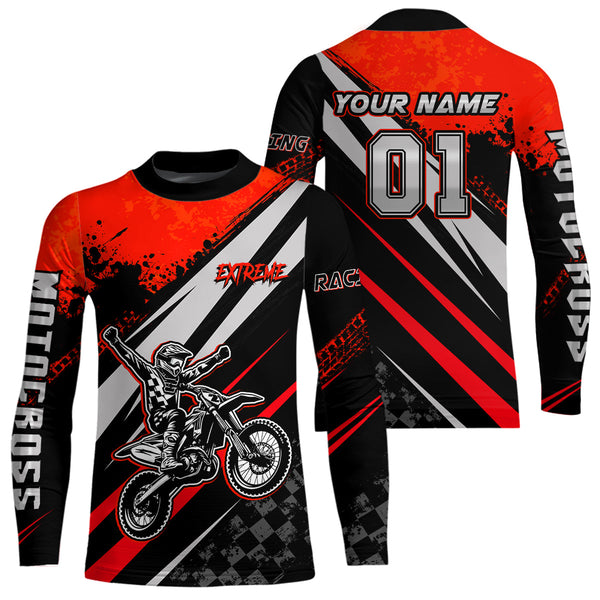 Maxcorners Dirt Bike MX Racing Jersey Red Upf30+ Motocross Shirt Women Kid Off-Road Shirt MT2709