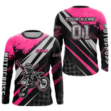 Maxcorners Dirt Bike MX Racing Jersey Pink Upf30+ Motocross Shirt Women Kid Off-Road Shirt MT2709
