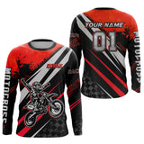 Maxcorners Dirt Bike MX Racing Jersey Red Upf30+ Motocross Shirt Women Kid Off-Road Shirt MT2709