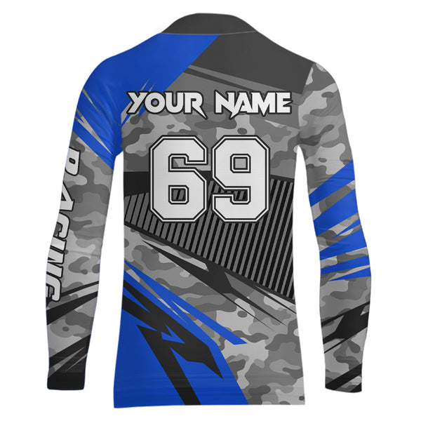 Maxcorners Motocross Racing Jersey Blue Upf30+ Dirt Bike Off-Road Shirt Motorcycle Kid Men Women MT2709