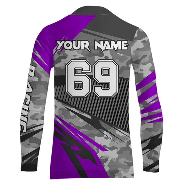 Maxcorners Motocross Racing Jersey Purple Upf30+ Dirt Bike Off-Road Shirt Motorcycle Kid Men Women MT2709