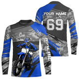 Maxcorners Motocross Racing Jersey Blue Upf30+ Dirt Bike Off-Road Shirt Motorcycle Kid Men Women MT2709
