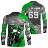 Maxcorners Motocross Racing Jersey Green Upf30+ Dirt Bike Off-Road Shirt Motorcycle Kid Men Women MT2709